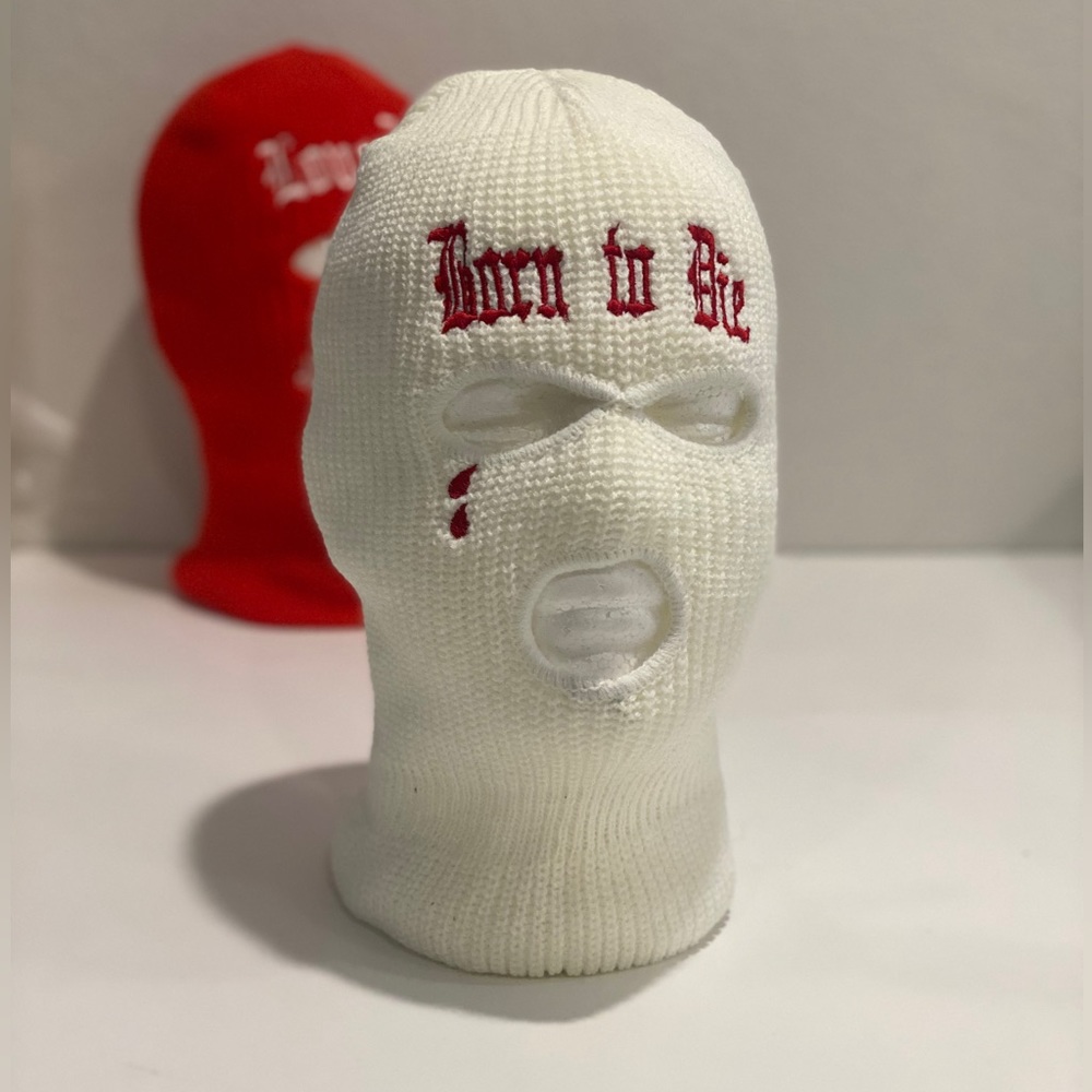 Original creator of “born to die” Ski Mask white with red tear drops